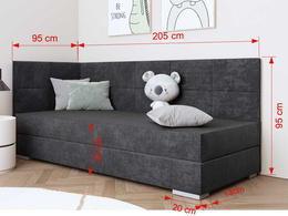 Łóżko tapicerowane narożne 90x200 materac bonell RAMO