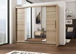 Szafa Lizbona II 250 z lustrem i drzwiami przesuwnymi biała lub dąb sonoma