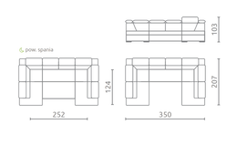 Narożnik nowoczesny UMBRIA IV duży do salonu z funkcją spania regulowane zagłówki