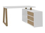 Biurko narożne loftowe z białym blatem szafka