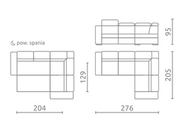 Narożnik Nest II rozkładany do salonu z regulowanymi zagłówkami