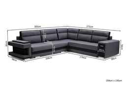 Narożnik Adelajda 2 rozkładany z barkiem do salonu 2 pojemniki