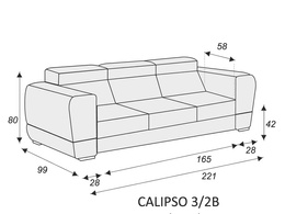 Sofa nierozkładana 3 osobowa do salonu Calipso z ruchomymi zagłówkami