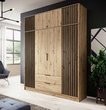 Szafa 4 drzwiowa dąb artisan z lamelami z nadstawką