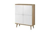 Komoda 4 drzwiowa Primo styl skandynawski do salonu dąb riviera + biały