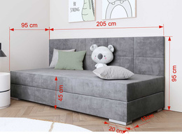 Łóżko tapicerowane 90x200 bonelowy do pokoj młodzieżowego RAMO II