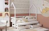 Łóżko domek Asher piętrowe niskie z barierką 2 osobowe