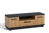 Szafka pod telewizor Ines do salonu dąb artisan z czarny mat