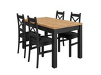 Komplet stół rozkładany czarnym z blatem dąb craft z 4 krzesłami do salonu
