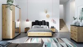 Meble do sypialni Ines 3 zestaw dąb artisan z czarny mat