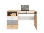 Biurko młodzieżowe PIXEL nowoczesne dąb biszkoptowy + biały lux + szary