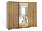 Szafa z drzwiami przesuwnymi dąb złoty 250 cm z lustrem do sypialni Bono