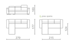 Narożnik do salonu UMBRIA III z funkcją spania regulowane zagłówki