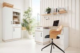 Meble z biurkiem biały lux z dąb biszkoptowy Santiago