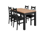 Zestaw stół rozkładany czarnym z blatem dąb artisan z 4 krzesłami do salonu